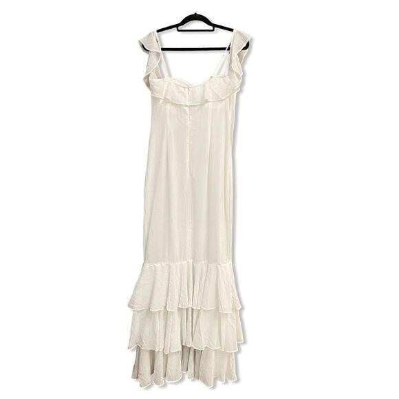 NWT More To Come Adriana Gown White chiffon maxi ruffle Revolve L - Picture 6 of 8